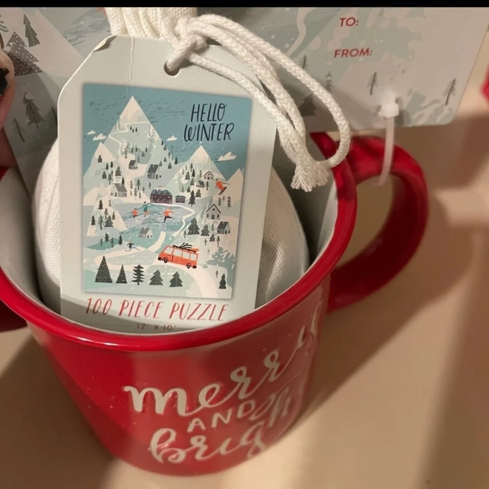 New! Eccolo merry and bright puzzle  and mug  gift set